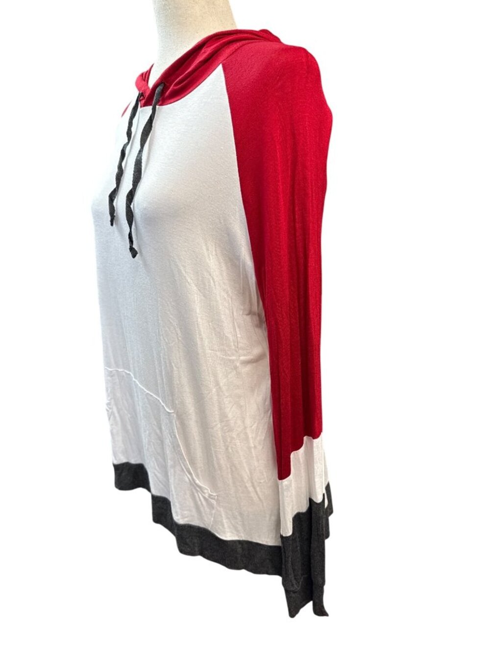 HIPPIE ROSE Lightweight Colorblock Pullover Hoodie~Size XL~Red Combo NWT L2 31 - Picture 3 of 9